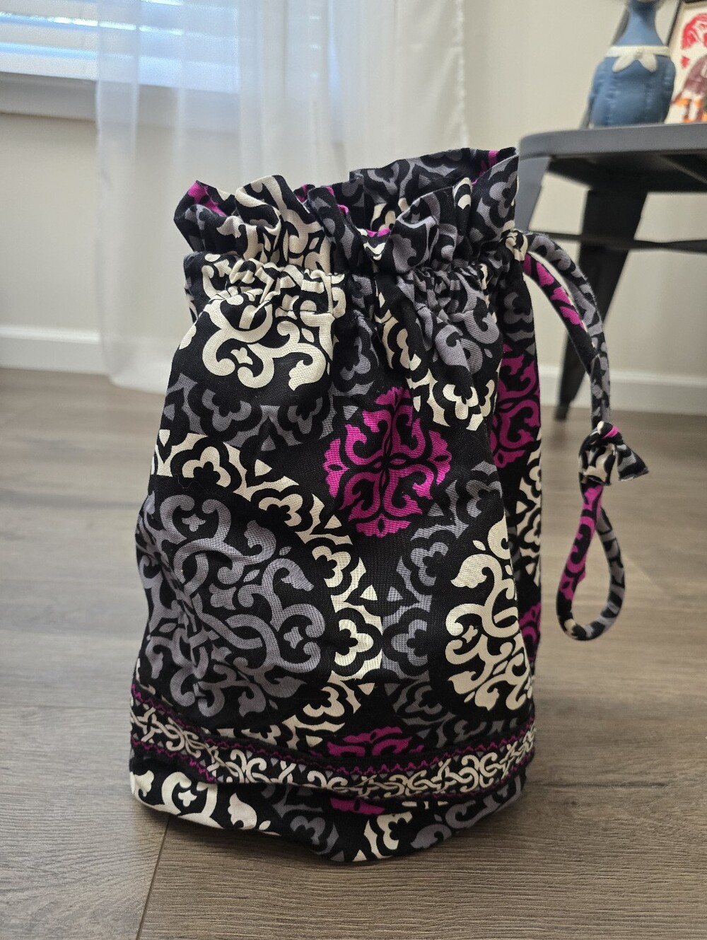 Vera Bradley Ditty Bag Canterberry Magenta Pattern Drawstring Beach Travel Vaca